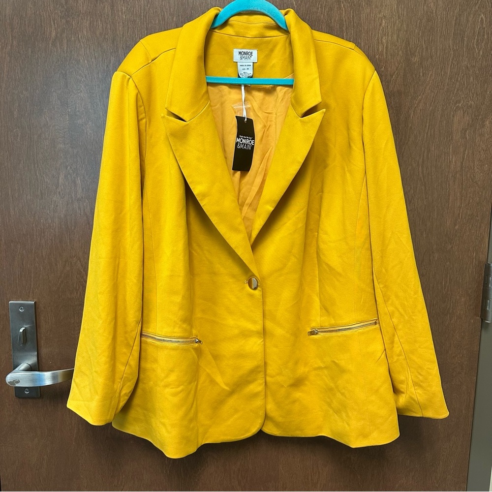 Monroe & Main Women’s Plus Size 3X Blazer - NWT - mustard yellow fall casual